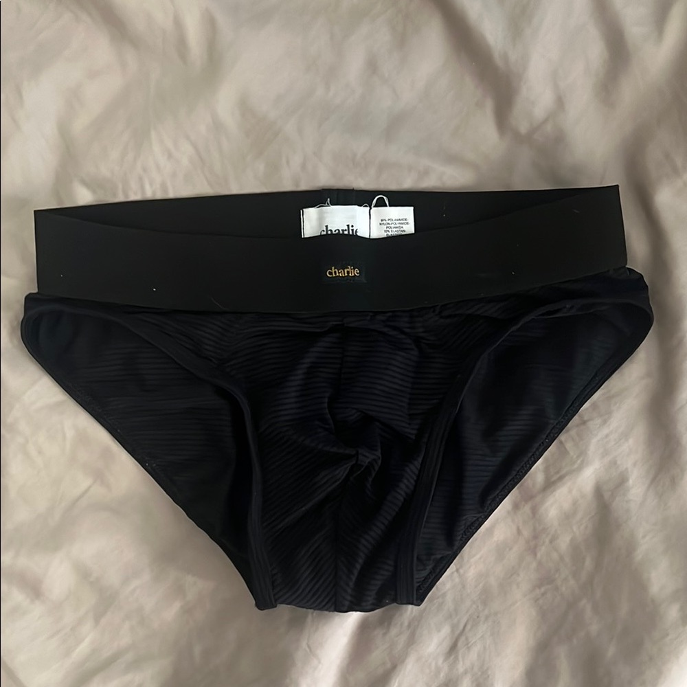 Charlie by MZ Men’s Black Striped Briefs | Size Small